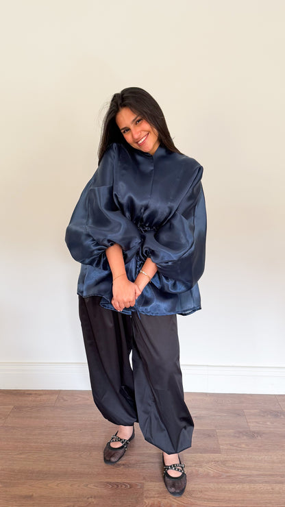 Organza Cardigan | Petroleum Navy