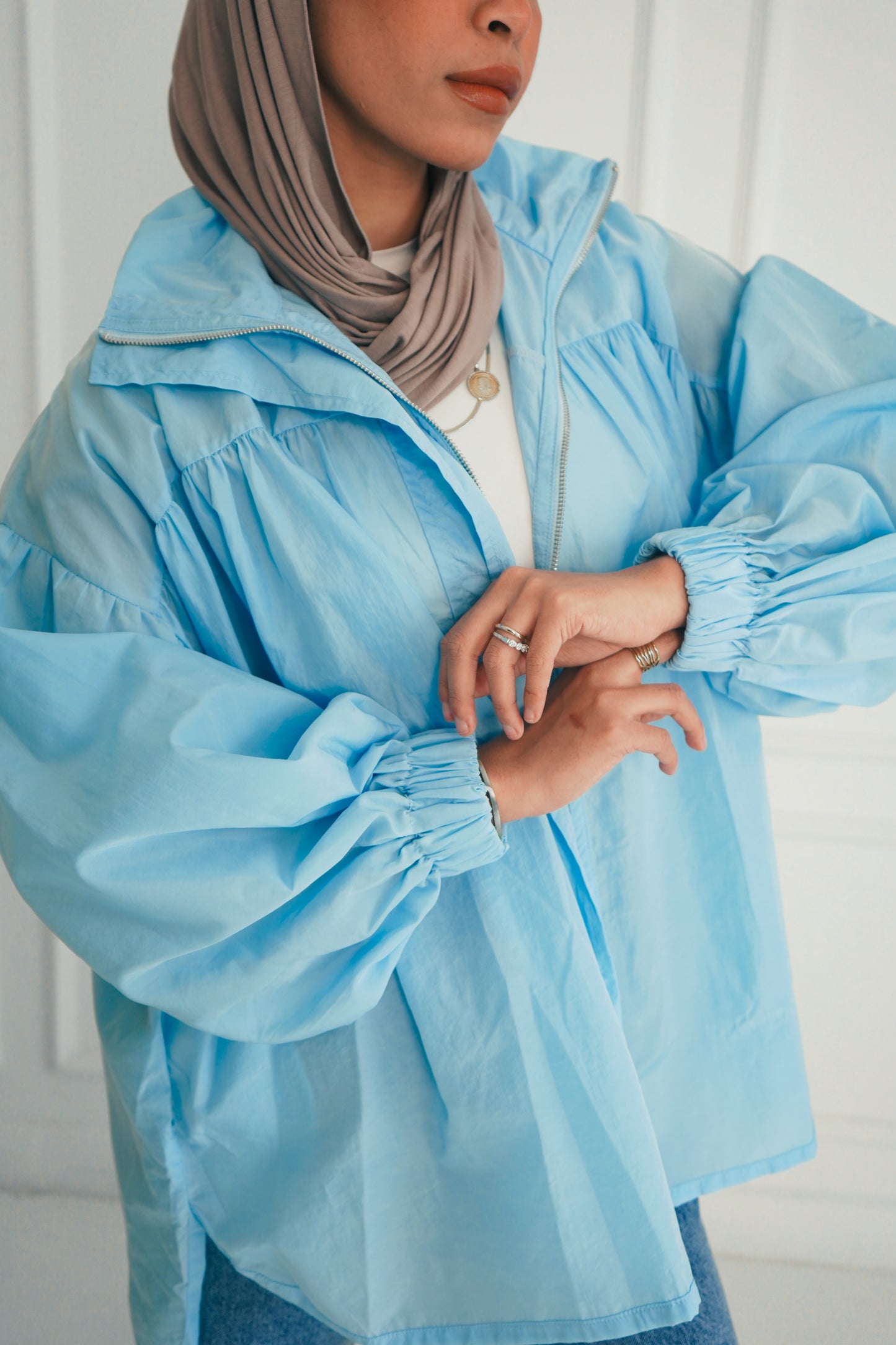 Crinkle Jacket - Sky Blue