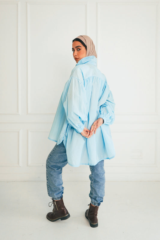 Crinkle Jacket - Sky Blue
