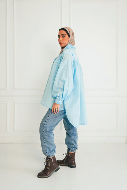 Crinkle Jacket - Sky Blue