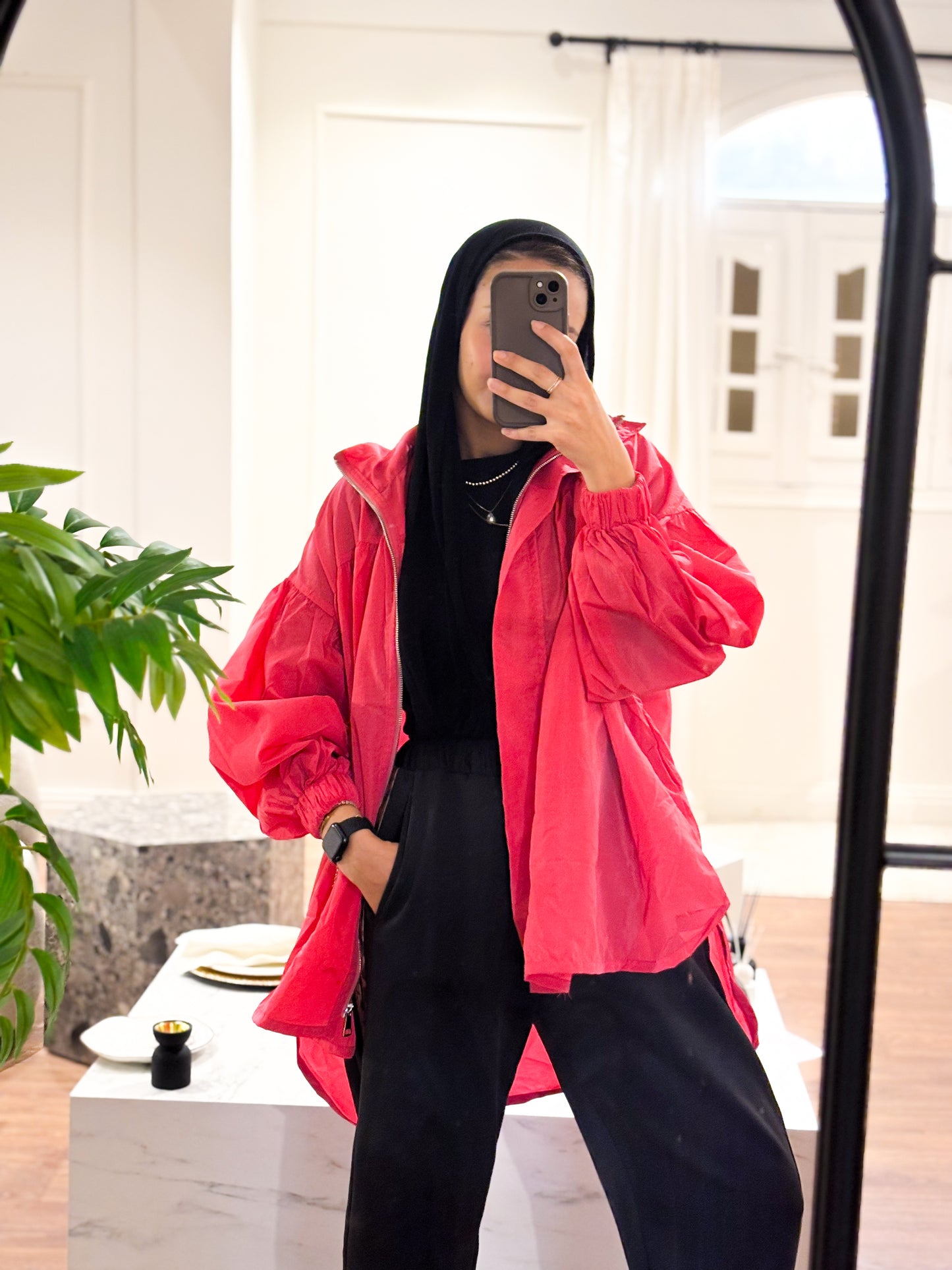 Crinkle Jacket  - Peach pink