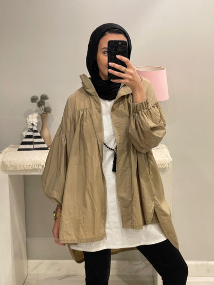 Crinkle Jacket- Cafe